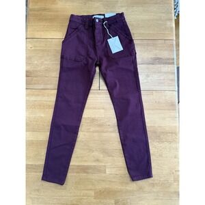 Kancan Skinny Jeans Womens 5/26 High Rise Ankle Stretchy Denim Everyday Burgundy